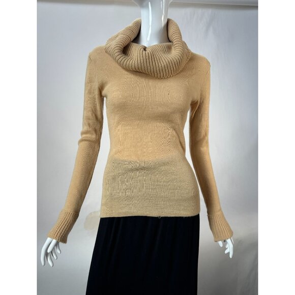 Vintage Camel Knit Cowl Neck Sweater Size Large Small Blemish - Picture 1 of 16